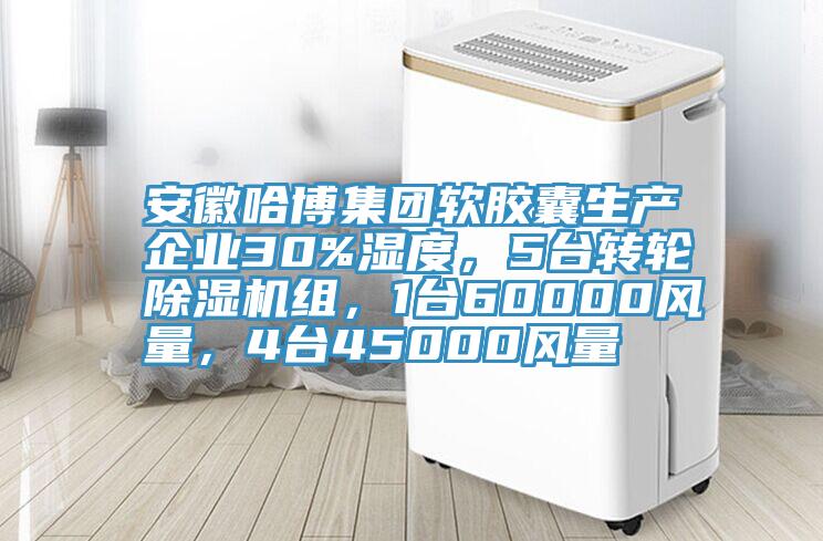 安徽哈博集團(tuán)軟膠囊生產(chǎn)企業(yè)30%濕度，5臺(tái)轉(zhuǎn)輪除濕機(jī)組，1臺(tái)60000風(fēng)量，4臺(tái)45000風(fēng)量